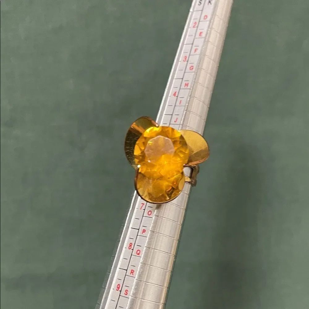 Vintage Sarah Coventry Adjustable Gold and Yellow Gemstone Ring
